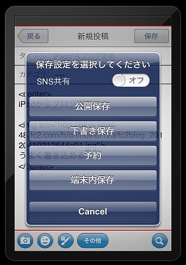 iPadブログ更新
