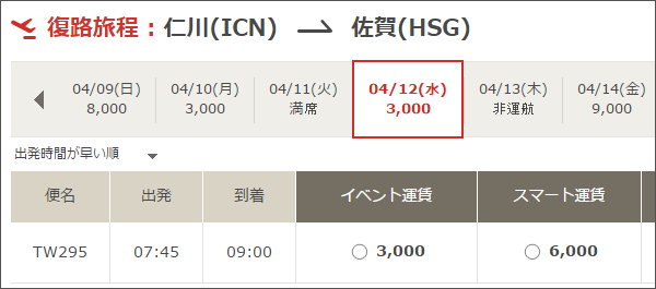 九州発韓国便