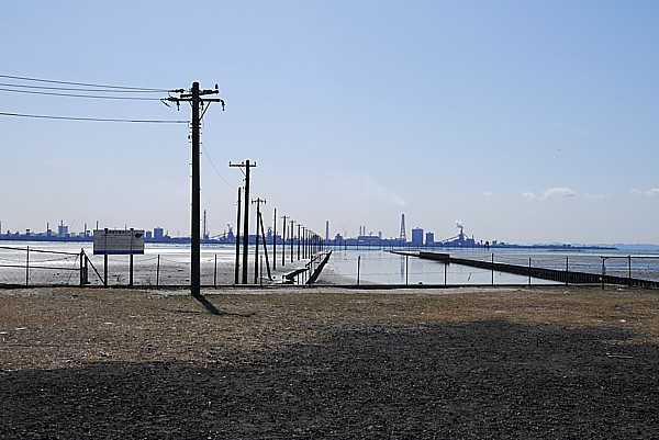 海に伸びる電柱が不思議